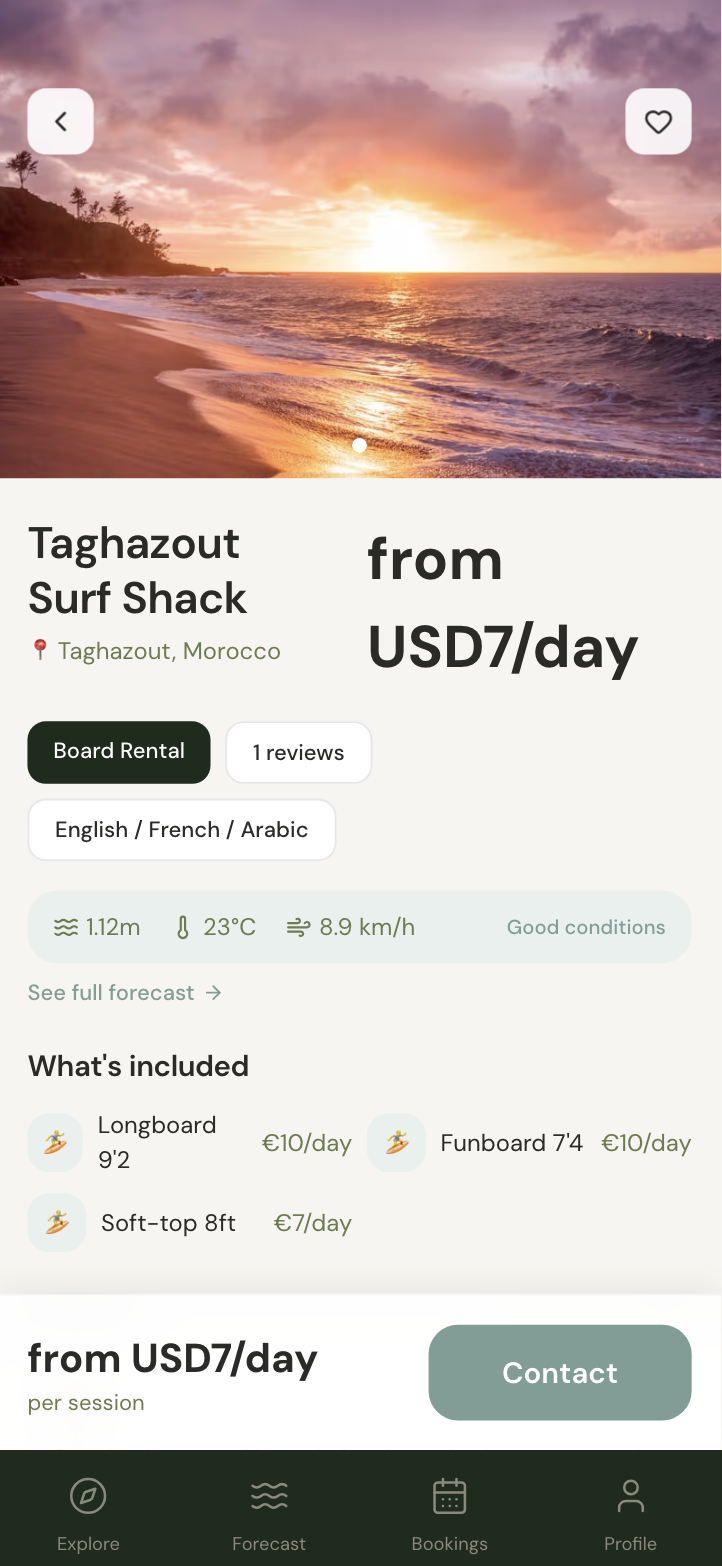 Gate to Surf detail screen